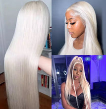 Load image into Gallery viewer, 13x4/13x6/360 Platinum Blonde Lace Front Wig Human Hair Transparent HD Lace Frontal Wig #60 Platinum Ash Blonde Straight Hair Wigs Brazilian Hair
