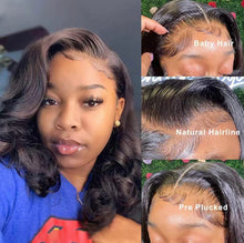 Load image into Gallery viewer, HD Lace 13x4/ 13x6/ 360 Lace Body Wave Texture Human Hair Wig 180% density  Preplucked with Baby Hair
