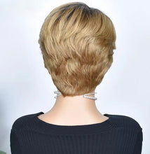 Load image into Gallery viewer, Blonde/ Black Hair T1B 27 Color Pixie Cut Bob Wig Brazilian Straight 13x5x1 T Part Lace Wig Short Bob Wigs Remy Human Hair Wigs
