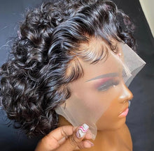 Load image into Gallery viewer, Pixie Cut Wig Short Curly Human Hair Wigs l Human Hair Wig (13x2) Transparent Lace Wig l Pre Plucked/ transparent lace
