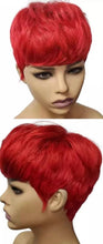 Load image into Gallery viewer, Red Color Short Human Hair Wigs Pixie Cut Wave Remy Brazilian Human Hair Machine Made Glueless Wig
