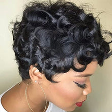 Load image into Gallery viewer, Black Short Cut Human Hair Wig Curly Human Hair Short Pixie Cut Wig Slip on and Go
