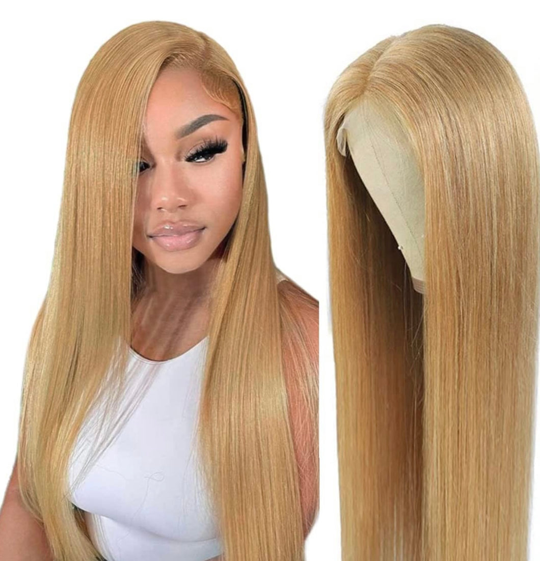 Ash Blonde Straight Lace Front Wig 13x4/13x6 Transparent Lace Front Wig Human Hair 180% Density Colored Human Hair Lace Front Wigs Frontal Human Hair Wigs  (27# Color, Straigby)