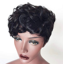 Load image into Gallery viewer, Black Short Cut Human Hair Wig Curly Human Hair Short Pixie Cut Wig Slip on and Go
