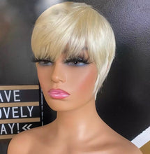 Load image into Gallery viewer, 613/Blonde Pixie Cut Wig Human Hair Straight Glueless Short Pixie Cut Human Hair Wig Remy Hair
