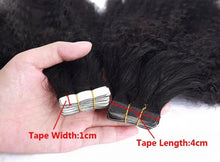 Load image into Gallery viewer, Afro Kinky Curly Tape In Human Hair Extension For Black Women 4b4c Coily Skin Weft Adhesive Invisible Brazilian Tape Ins 80pcs (Full Head)
