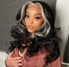 Load image into Gallery viewer, Blonde Skunk Stripe Human Hair 180% 4x4/13x4/13x6/360 Body Wave Lace Front Wig
