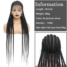 Load image into Gallery viewer, 36 Inches Full Lace Box Braided Wig Cornrow Braids Lace Wigs Synthetic 360 Knotless Box Braids Lace Front Wigs
