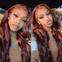 Load image into Gallery viewer, Auburn Reddish Brown Colored Human Hair Wigs Brazilian Body Wave 4x4/13x4/13x6 HD Lace Front Human Hair Frontal Wigs
