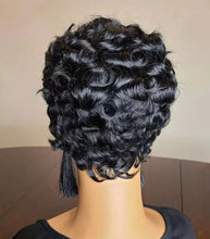 Load image into Gallery viewer, Curly Pixie Cut Wig Human Hair Short Bob Wigs With Thick Bangs Natural Color Brazilian Straight No Lace Wigs
