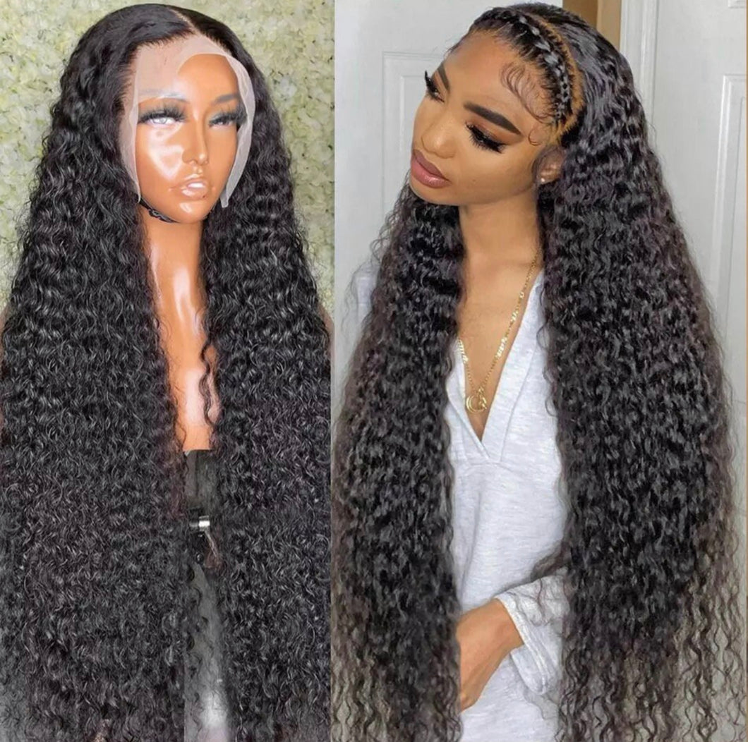 13x4/ 13x6 Transparent Front Wig Curly Deep Wave Lace Frontal Human Hair Wigs Brazilian Loose Water Wave Lace Closure Wig 250%