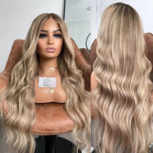 Load image into Gallery viewer, Glueless Light Ash Platinum Blonde 100% Full Lace Human Hair Highlight Natural Body Wave 13x4/13x6 Transparent Lace Front Wigs
