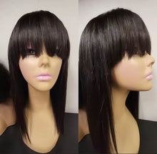 Load image into Gallery viewer, Straight Bob Human Hair Wigs With Bang Full Machine Made Wigs Brazilian Remy Human Hair Bob Wigs
