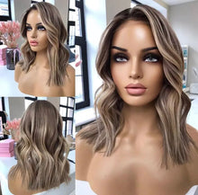 Load image into Gallery viewer, Brazilian Virgin Hair Ash Blonde 13x4/13x6/ 360 Lace Front Human Hair Wigs Pre-Plucked Body Wave Short Bob Highlight Color Lace Frontal Wig
