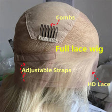 Load image into Gallery viewer, HD Transparent Lace Wigs Lace Front Human Hair Wigs Short Wavy 13x4/13x6 Lace Front Wig Blonde Highlights Human Hair Wigs 150%
