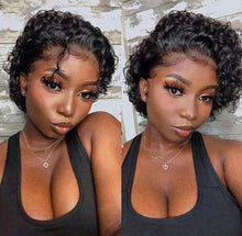 Load image into Gallery viewer, Pixie Cut Wig Short Curly Human Hair Wigs l Human Hair Wig (13x2) Transparent Lace Wig l Pre Plucked/ transparent lace
