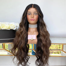 Load image into Gallery viewer, Dark Brown Lace Wigs 180% Ombre Human Hair Wig for Women Preplucked 13x4/13x6/360 Loose Wave
