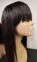 Load image into Gallery viewer, Straight Bob Human Hair Wigs With Bang Full Machine Made Wigs Brazilian Remy Human Hair Bob Wigs
