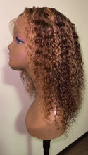 Load and play video in Gallery viewer, Honey Blonde Highlight 27 Deep Wave Lace Front Wig Deep Curly Human Hair Wigs Brazilian HD Preplucked 13x4/ 13x6 Lace Frontal Wig
