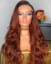 Load image into Gallery viewer, Chocolate Brown Lace Front Wigs 180% Density Body Wave Colored Human Hair Dark Brown Lace Front Wig
