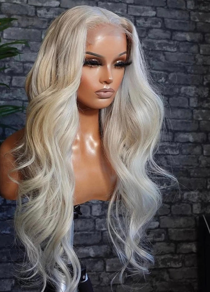 13X4/13x6/360/Full  Lace Platinum Ash Grey Blonde Lace Front Wig Transparent Colored Human Hair