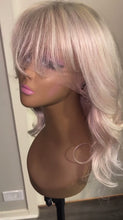 Load and play video in Gallery viewer, Platinum Blonde 4x4/13x4/13x6/360/Full  Front Human Hair Wig with customized Bangs added, 180% Density
