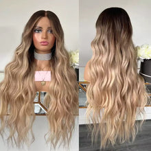 Load image into Gallery viewer, Brown Root  Blonde Higlight Lace Front Wig HD Transparent Lace Wig 13x4/13x6/360 Human Hair Wig
