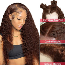 Load image into Gallery viewer, Brown 13x4/ 13x6 Lace frontal Human Hair Wigs Brazilian Remy Curly Wig Human Hair Closure Wig Pre Plucked/ HD Lace Closure Wig
