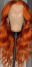 Load image into Gallery viewer, Ginger Colored Curly 13x4/13x6 Lace Frontal Wig Curly Human Hair Wig Body Wave Texture Brazilian Lace Front Wig Preplucked
