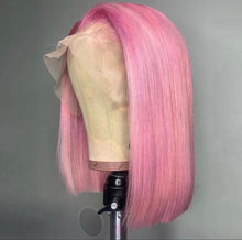 Load image into Gallery viewer, 13x4/13x6 Lace Front  Bob Wig Pink Colored Straight Lace Front Human Hair Wig Pre Plucked Brazilian Frontal Wig
