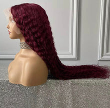 Load image into Gallery viewer, 99J 13x4/ 13x6 Lace Front Human Hair Wigs Deep Wave Brazilian Remy Burgundy Frontal  Wigs 250% Density Closure Wig
