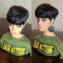 Load image into Gallery viewer, Pixie Cut Wig Human Hair Short Cut Wigs With Thick Bangs For Woman Natural Color Brazilian Straight No Lace Wigs
