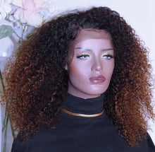 Load image into Gallery viewer, 250% Density Kinky Curly Lace Front Human Hair Wigs Pre Plucked Hairline 13x4/13X6 Lace Front Ombre Kinky Curly Wigs
