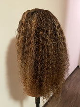Load image into Gallery viewer, Honey Blonde Highlight 27 Deep Wave Lace Front Wig Deep Curly Human Hair Wigs Brazilian HD Preplucked 13x4/ 13x6 Lace Frontal Wig
