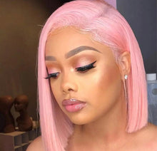 Load image into Gallery viewer, 13x4/13x6 Lace Front  Bob Wig Pink Colored Straight Lace Front Human Hair Wig Pre Plucked Brazilian Frontal Wig
