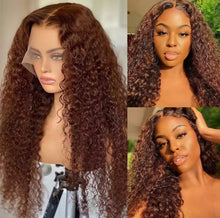 Load image into Gallery viewer, Brown 13x4/ 13x6 Lace frontal Human Hair Wigs Brazilian Remy Curly Wig Human Hair Closure Wig Pre Plucked/ HD Lace Closure Wig
