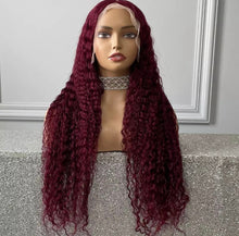 Load image into Gallery viewer, 99J 13x4/ 13x6 Lace Front Human Hair Wigs Deep Wave Brazilian Remy Burgundy Frontal  Wigs 250% Density Closure Wig
