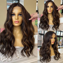 Load image into Gallery viewer, 13x4/13x6/360 lace Brown Highlight Wig Human Hair Wigs 13x6 Blonde Body Wave Lace Front Wig Pre Plucked HD Transparent 180% density Lace Frontal Wig
