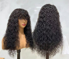 Load image into Gallery viewer, Glueless Water Wave Wig Peruvian Human Hair Wigs With Bangs 180% Full Machine Made Wig
