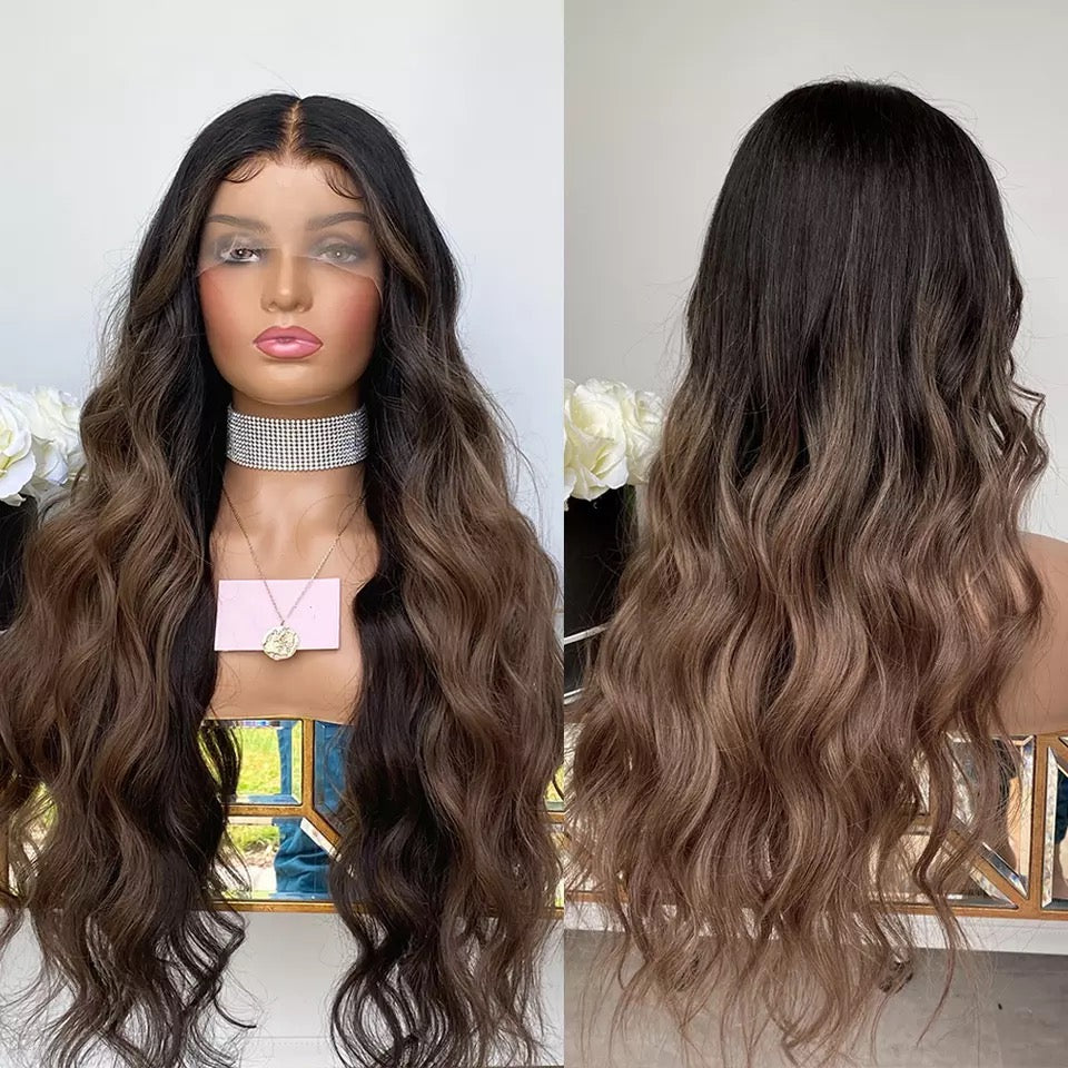 Dark Brown Lace Wigs 180% Ombre Human Hair Wig for Women Preplucked 13x4/13x6/360 Loose Wave