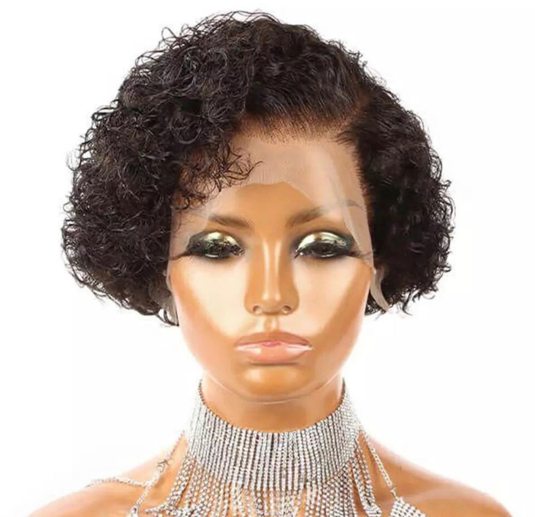 Short Bob Wig Pixie Cut Wig Curly Human Hair Wigs Women Side Part Deep Wave Lace Wig 13x4/13x6 Transparent Lace Wigs