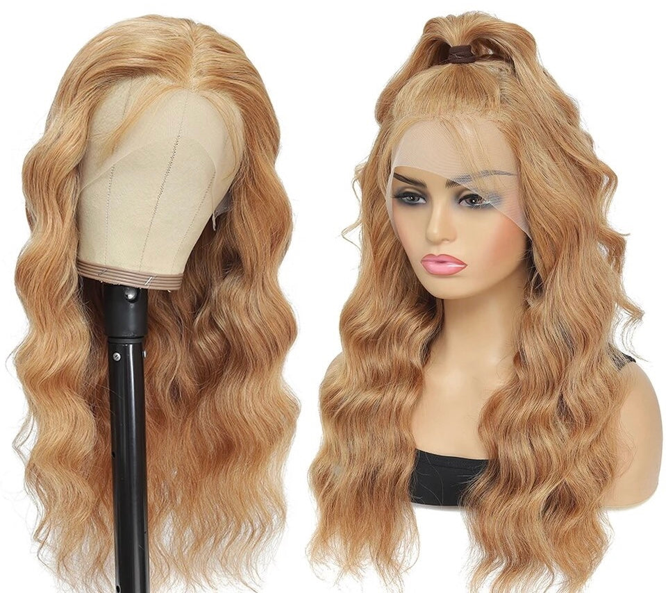 Brown Honey Blonde Color Lace Front Human Hair Wigs Brazilian Body Wave Lace Front Wig 13x4/13x6 180% Density Transparent Lace Frontal Wig