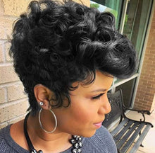 Load image into Gallery viewer, Black Short Cut Human Hair Wig Curly Human Hair Short Pixie Cut Wig Slip on and Go
