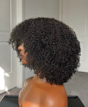 Load image into Gallery viewer, Afro Kinky Curly Wig With Bangs Machine Made Scalp Top Wig 200 Density Remy Brazilian Short Curly Bang Wig Human Hair
