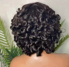 Load image into Gallery viewer, Short Curly Human Hair Wigs Rose Curly Wig With Bangs Machine Made Deep Wave Virgin Brazilian Glueless Wig
