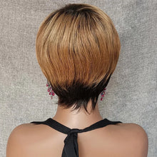Load image into Gallery viewer, Pixie Cut Brazilian Human Hair Wigs With Bangs  Full Machine Made
