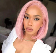 Load image into Gallery viewer, 13x4/13x6 Lace Front  Bob Wig Pink Colored Straight Lace Front Human Hair Wig Pre Plucked Brazilian Frontal Wig
