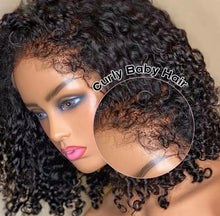 Load image into Gallery viewer, Curly baby hair Deep Curly 13x4/ 13x6/ 360 lace frontal wig Human Hair 180% Density transparent lace
