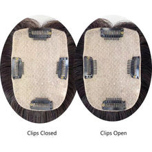 Load image into Gallery viewer, Silk Skin Base Human Hair Women Topper Virgin European Hair Toupee Clips In Hairpiece  Natural Scalp Top
