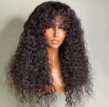 Load image into Gallery viewer, Glueless Water Wave Wig Peruvian Human Hair Wigs With Bangs 180% Full Machine Made Wig
